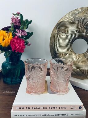 Vintage Mosser Glass Rose Pink Inverted Thistle Tumbler